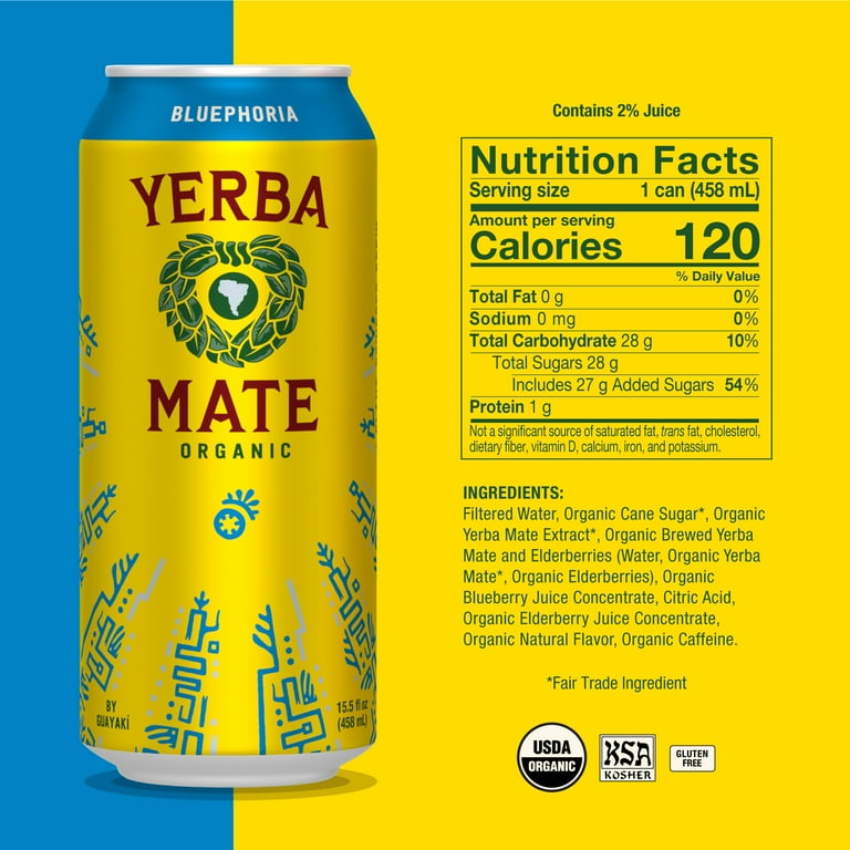 does yerba mate contain glp 1 Guayakí Yerba Mate, Organic Energy Drink Alternative, Bluephoria, 150mg Natural Plant Based Caffeine, Better for You Energy & Focus, No Jitters or