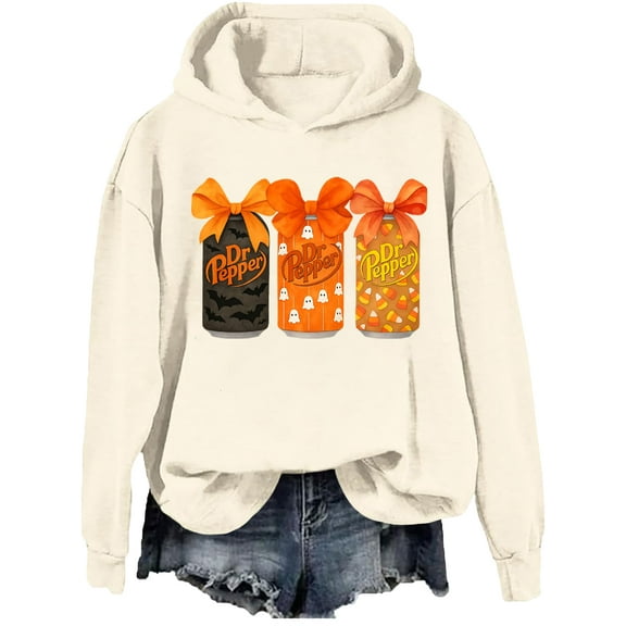 Halloween Dr Pepper Coquette Sweatshirt/Hoodie, Ghost Dr Pepper Coke Shirt Long Sleeve Unisex Tops