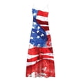 thumbnail image 4 of Women's 4th of July Fashion V Neck Independence Day Print Long Skirt Dresses for Women Memorial Fitted Sleeveless Dresses, 4 of 5
