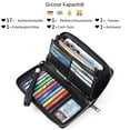 thumbnail image 4 of women's wallet, large capacity leather women's wallet, zip clutch, bracelet with RFID blocking and more, Aa-black, 4 of 5