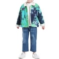 thumbnail image 4 of Zpanxa Girls Jean Jacket Kids Tie Dye Sherpa Lined Distressed Denim Jacket Girls Lapel Button Down Casual Jean Coat, 4 of 4