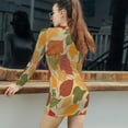 thumbnail image 5 of Autumn Leaves Colorful Pattern Design Women's Long Sleeve Bodycon Dress Soft Stretchy For Everyday Wear And Special Occasions, 5 of 6