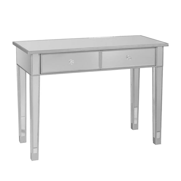 SEI Furniture Mirage Mirrored 2 Drawer Media Console Table, Silver