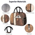 thumbnail image 4 of Insulated Lunch Bag for Women, Floral Print Oxford Fabric Lunch Box, Leakproof Thermal Cooler Tote for Work, School & Picnic, Vintage Wood Print, 4 of 5
