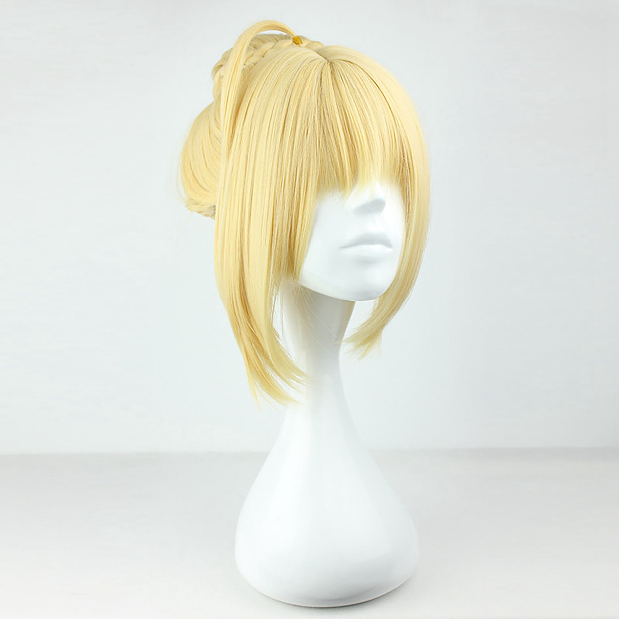 Unique Bargains Human Hair Wigs for Women with Wig Cap Medium Long Hair 18" Gold Tone Wigs