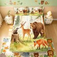 thumbnail image 5 of Manfei Dreamy Bear Deer King Sheets, Waterclor ForestAnimal Bedding, Green Yellow, 4pcs, 1 Flat Sheet, 1 Fitted Sheet and 2 Pillowcases, 5 of 6
