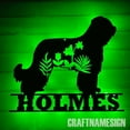 thumbnail image 2 of Craftnamesign Personalized FLoral Briard Metal Wall Art LED Light, Custom Flower Dog Lover Decor, 2 of 5