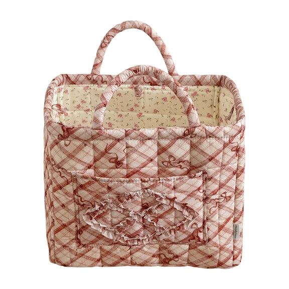 Yucurem Boho Quilted Fabric Storage Baskets for Organizing, Foldable Floral Laundry Hamper for Toys, Books, Towels, and Clothes, 12.2"x10.24"x10.63"