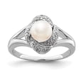 thumbnail image 3 of 925 Sterling Silver Rhodium-Plated Diamond and Freshwater Cultured Pearl Ring Size 7, 3 of 7