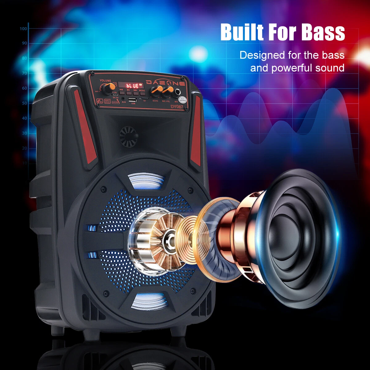 1000W Portable Wireless Bluetooth Speaker Super Bass Stereo Radio FM TF AUX USB