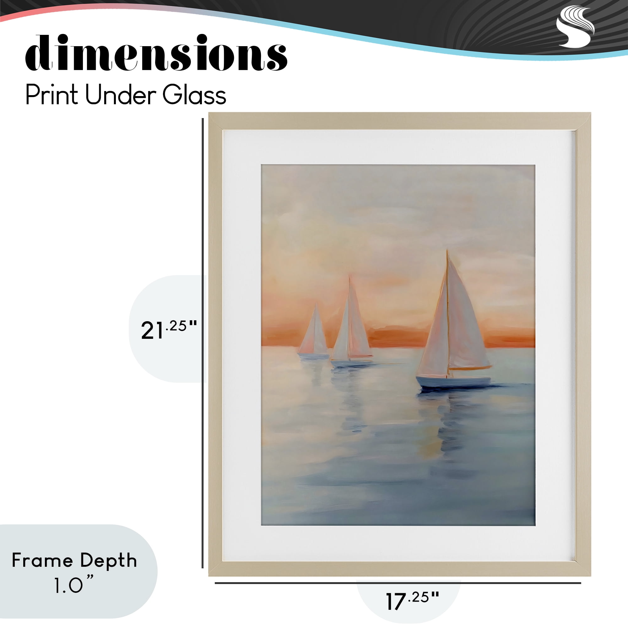 Stupell Industries Sunset Sailboats Over Calm Sea Birch Framed Print Under Glass, design by Creative Studio