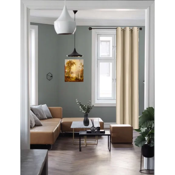 Gorgeous Home Linen (#32) Hotel Quality Silver Top Grommet Faux Silk Taupe Tan Thermal Foam Lined Heavy Thick Window Curtain 108" Length (1-Piece)