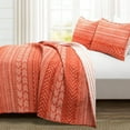 thumbnail image 2 of Full/Queen Scandinavian Chevron Orange White Stripe Reversible Cotton Quilt Set, 2 of 5