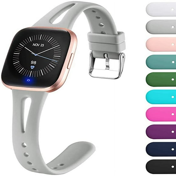 Waterproof watch band smart watch wristband silicone replacement for Fitbit Versa2/versa Lite/versa gray Large,Grey