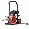 thumbnail image 1 of 75FT x 1/2 Inch Drain Cleaner Machine with Auto Feed, 450W Sewer Snake Auger on Wheels with 4 Cutter Heads, Portable Electric Drain Cleaning Machine for 2–4 Inch Pipes, 1 of 8