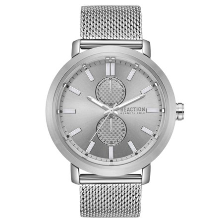 kenneth cole reaction dial bracelet stainless grey steel case silver