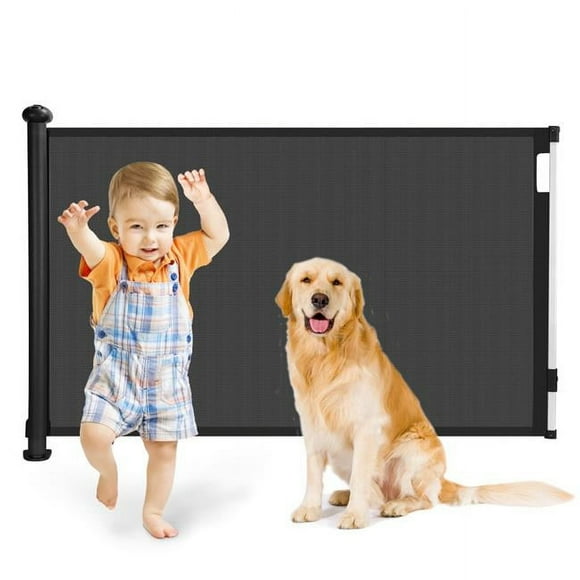 Fresh Fab Finds FFF-Black-GPCT4279 Retractable Baby Safety Gate Door 58.3 in. Extra Wide Stair Gate for Toddlers&#44; Black