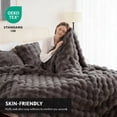 thumbnail image 2 of ROSEKIND ultra-soft 680GSM Faux Fur Ribbed Throw Blanket for Sofa & Bed, Cozy Gift for Adults & Friends, 50x60in, Midnight Dark Grey, 2 of 8