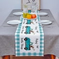 thumbnail image 4 of Table Runner Dresser Scarves 60 Inch Long, Farm Truck with Dog and Flowers Linen Dining Table Runners Blue White Grid Buffalo Plaid Tabletop Scarf for Wedding Holiday Party Kitchen, 4 of 7