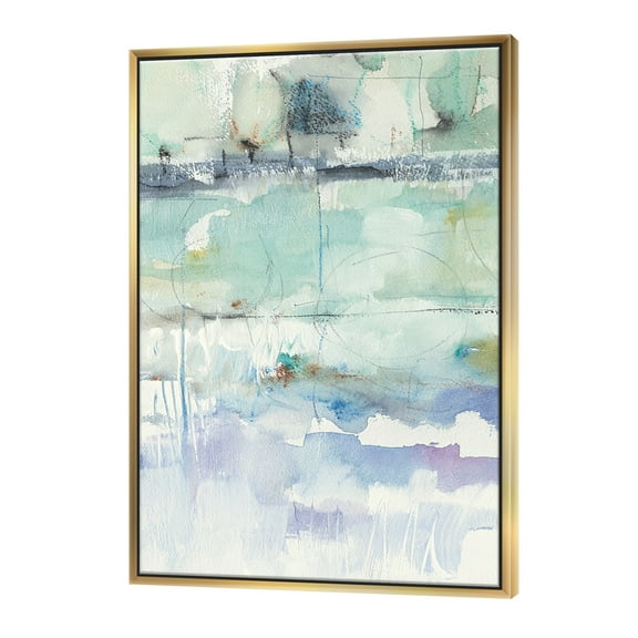 Designart ' Blue Abstract Panel II ' Geometric Framed Canvas