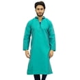 thumbnail image 1 of Atasi Designer Men's Green Party Wear Kurta Pyjama Set Long Dupion Shirt-Large, 1 of 6