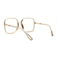 thumbnail image 2 of Womens 90s Oversize Rectangular Butterfly Clear Lens Eyeglasses Beige Gold, 2 of 4