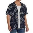 thumbnail image 2 of Balery Wildflowers And Dragonflies Camisa Casual de Manga Corta con Botones para Hombre, Texturizada, Estilo Cubano, para Playa, Verano-Small, 2 of 5