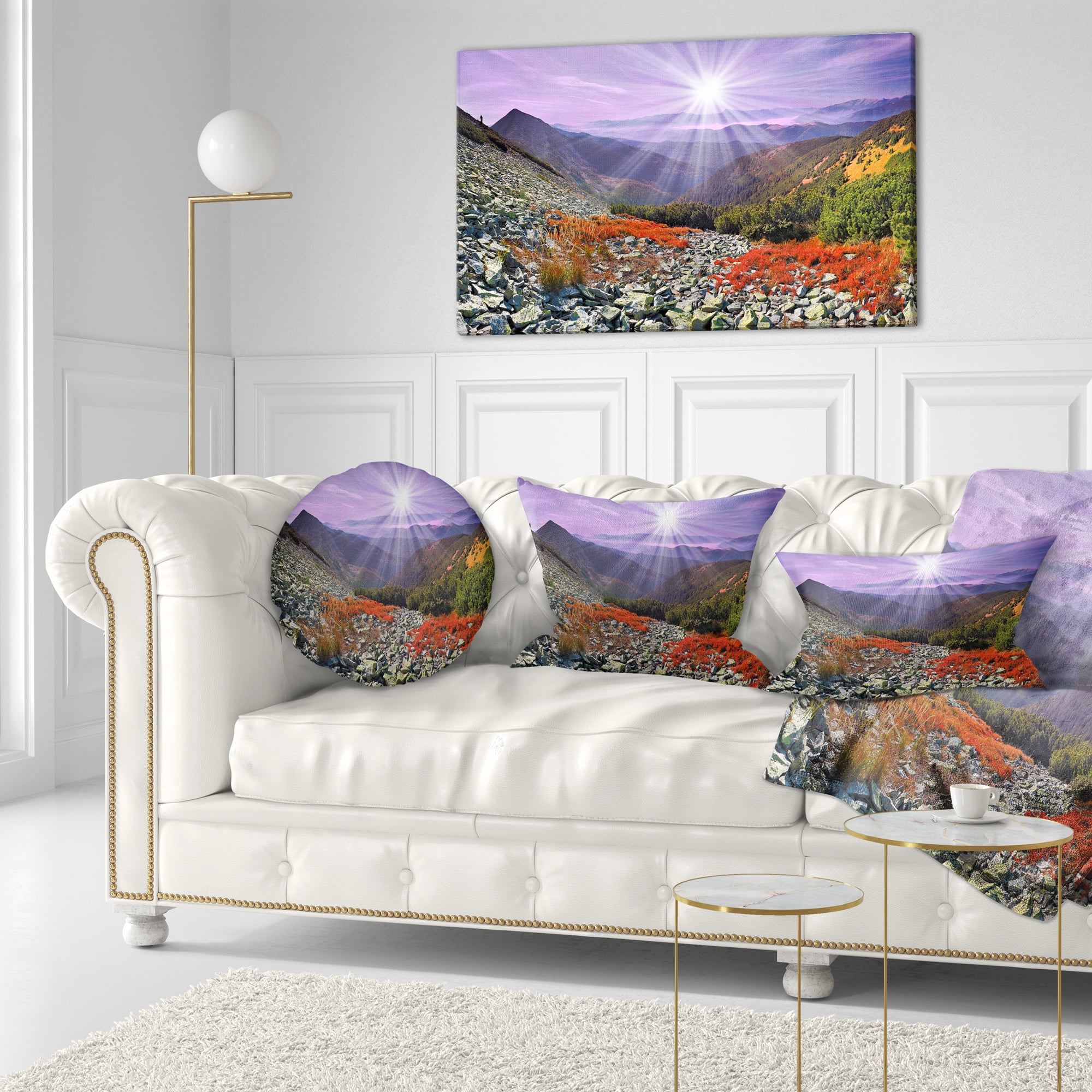 Designart Rocky and Colorful Carpathian - Landscape Photo Throw Pillow - 12x20