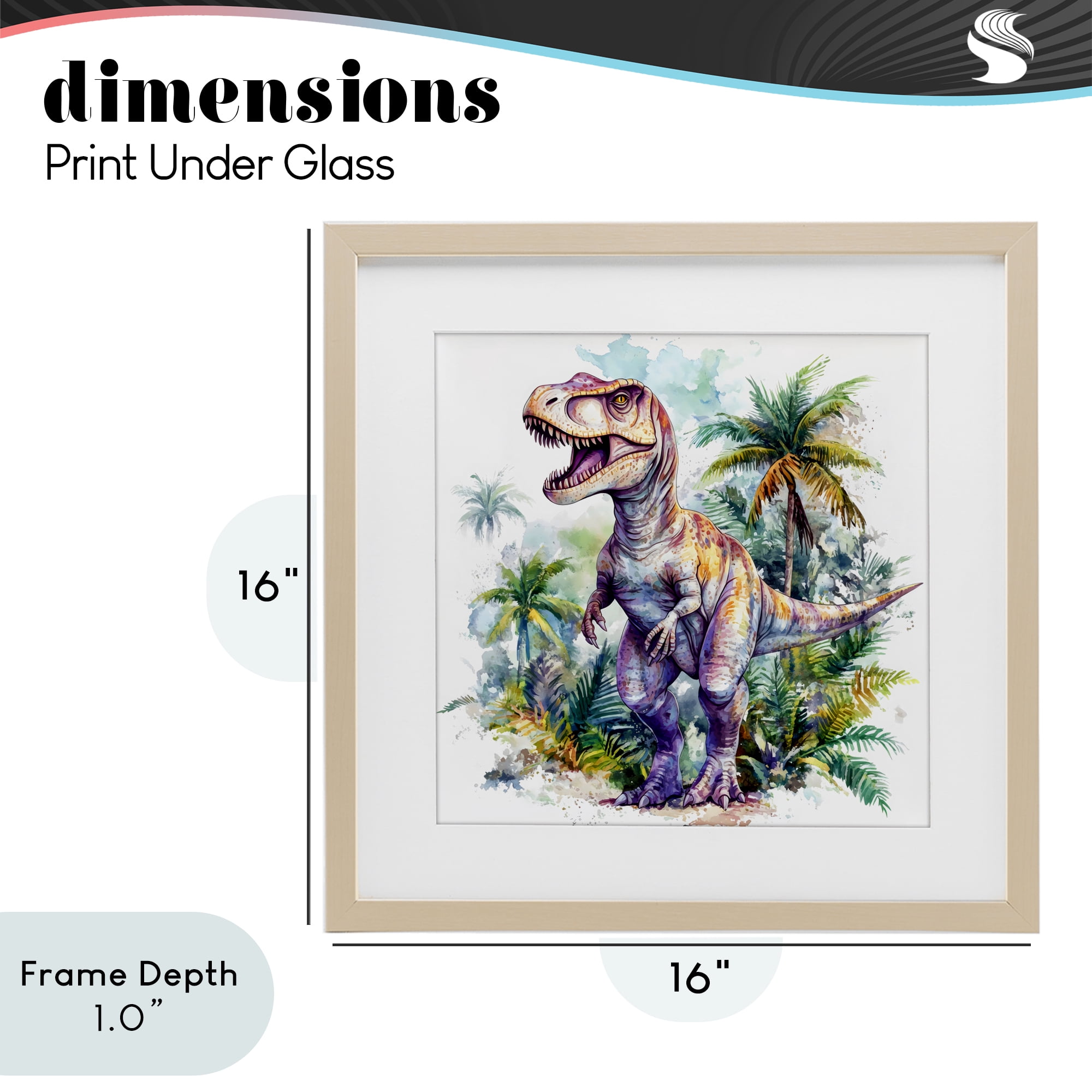 Stupell Industries T-Rex Among Palm Trees Birch Framed Print Under Glass, design by Creative Studio