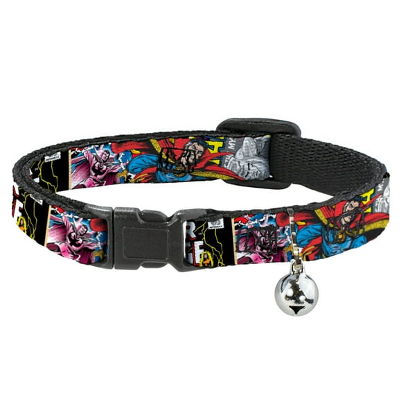 Marvel Comics Breakaway Cat Collar With Bell, Plastic Clip, Easy Adjustable, Classic Doctor Strange Comic Book Title Poses, 8.5 to 12 Inches 0.5 Inch Wide