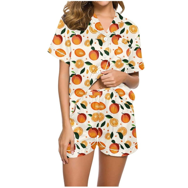 Ensembles de Pyjamas en Coton pour Femmes Chemises à Rayures à Col Rabattu Manches Courtes Hauts Ultra Doux Texturés Vêtements de Nuit Athlétiques Extensibles Boxeurs à Taille Élastique avec Cordon de Serrage Été Femmes 2 Pcs Chemise de Nuit