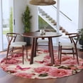 thumbnail image 3 of Round Rugs 8 Ft, Pink Roses Non Slip Area Rugs for Kitchen Bedroom Entryway, Spring Floral Elegant Pastoral Butterfly Retro Washable Carpet Runner Rug Floor Mats for Bedroom Home Decor, 3 of 8