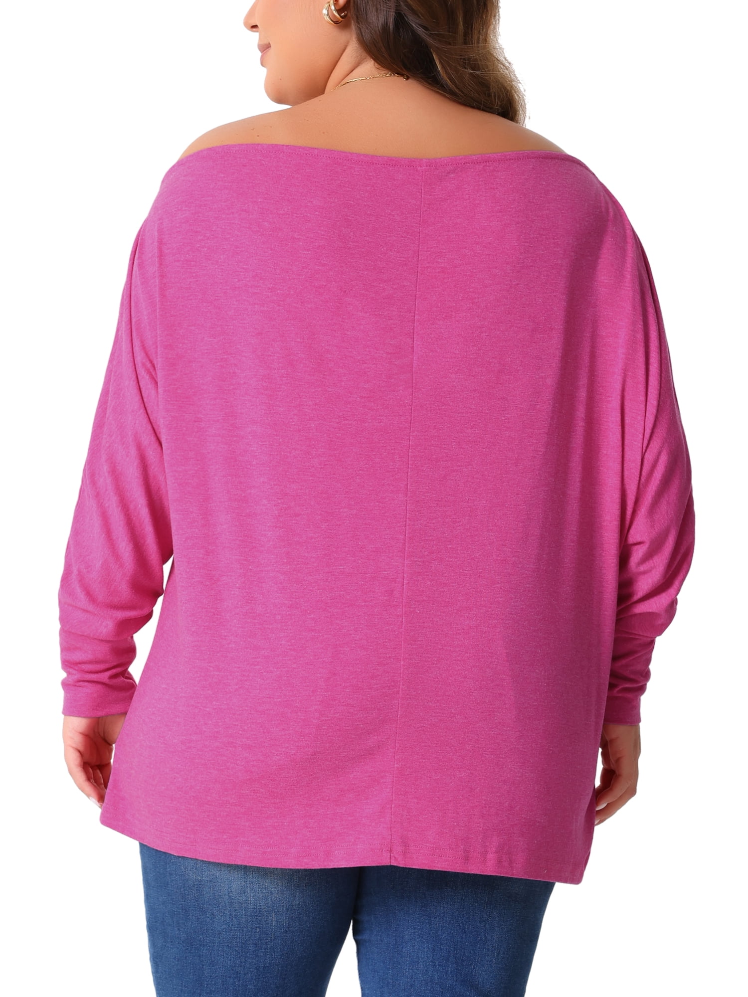 DARING DIVA Women's Plus Tops Basic Blouses Dolman Tops Tee Shirts 1X Hot Pink