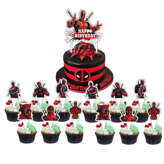 Dead Pool Cake Topper Cupcake Set Party Supplies Decoration Birthday Decor Kit