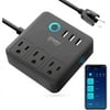 Gosund Smart Power Strip,WiFi Outlets Work with Alexa Google Home,Mini Smart Plug Surge Protector with3USB 3 Charging Port 10A(Black）