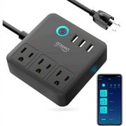 Gosund Smart Power Strip,WiFi Outlets Work with Alexa Google Home,Mini Smart Plug Surge Protector with3USB 3 Charging Port 10A(Black）