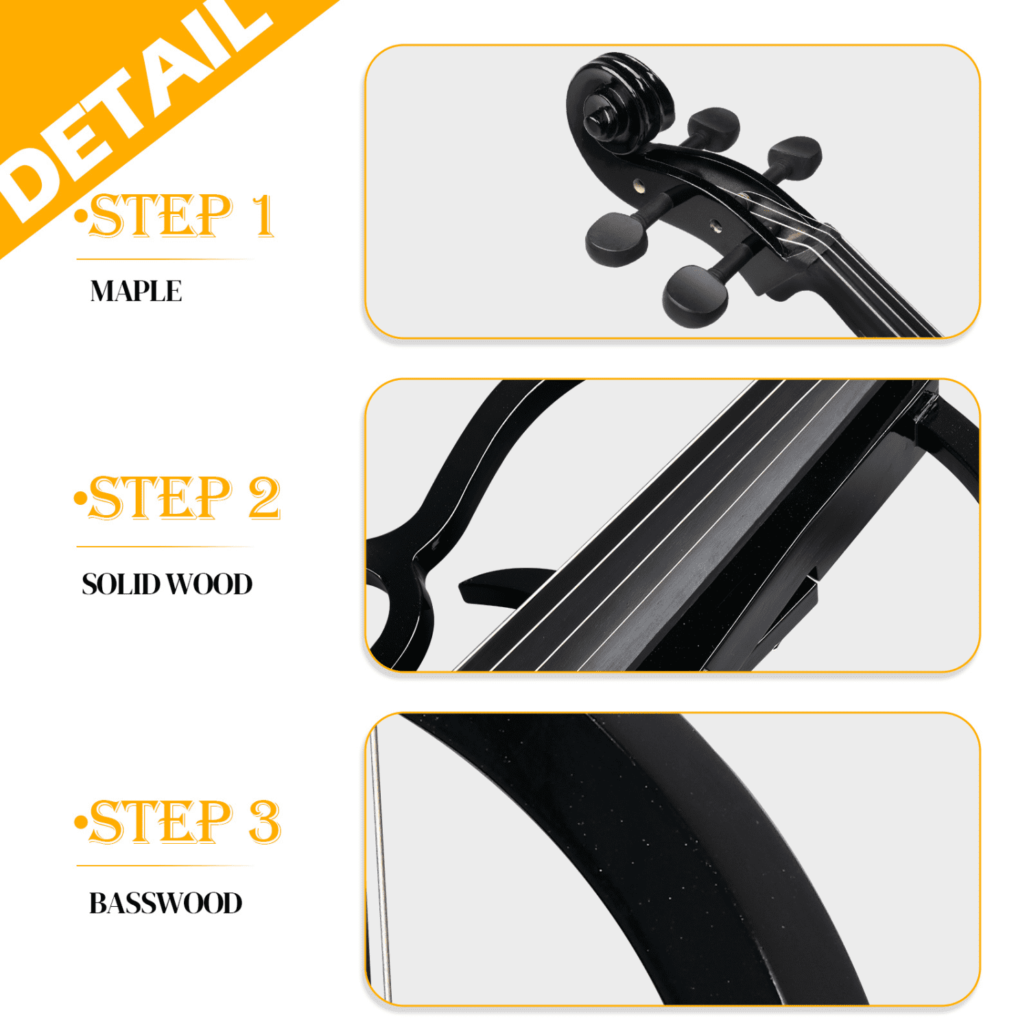 Hassch 4/4 Full Size Electric Cello with Bag, Earphone, Bow, Rosin and Connecting Line for Beginners, Black