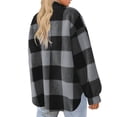 thumbnail image 4 of Womens Fuzzy Plaid Flannel Jacket 2026 Winter Casual Fall Sherpa Fuzzy Warm Zip Up Button Long Sleeve Coat Outwear, 4 of 5