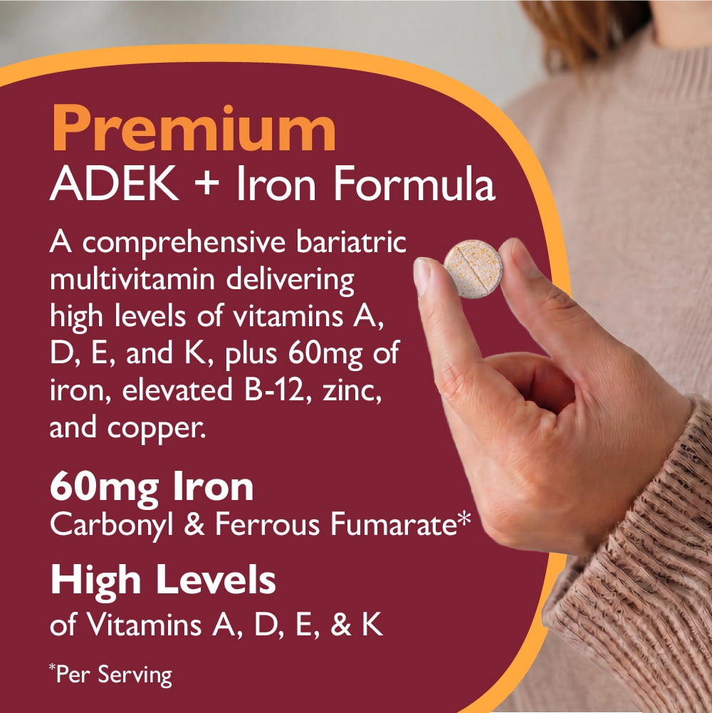 Celebrate Vitamins High ADEK Bariatric Multivitamin with Iron Chewables, 60 mg Iron, Grape, 180 count