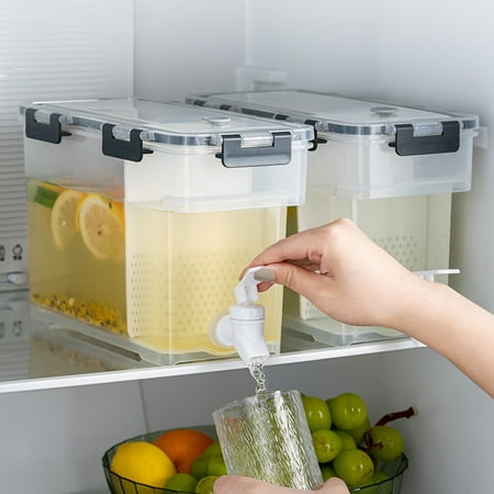 

Xinhuadsh 3.5L Drink Dispenser with Spigot No Odor Transparent Great Seal Filtering Plate Drink Storage Leakproof High And Low Temperature Resistant Fridge Juice Container Household Stuff