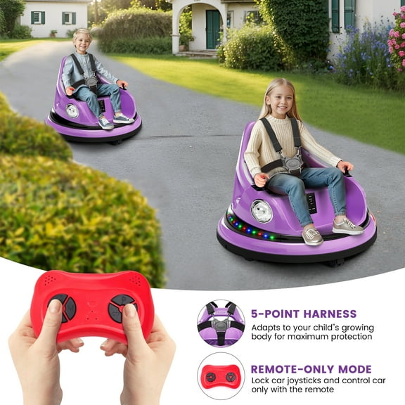 Accreate 12V Kids Electric Bumper Car with Parent Remote Control, 360° Spin, LED Lights & Music - Best Gift for Toddlers