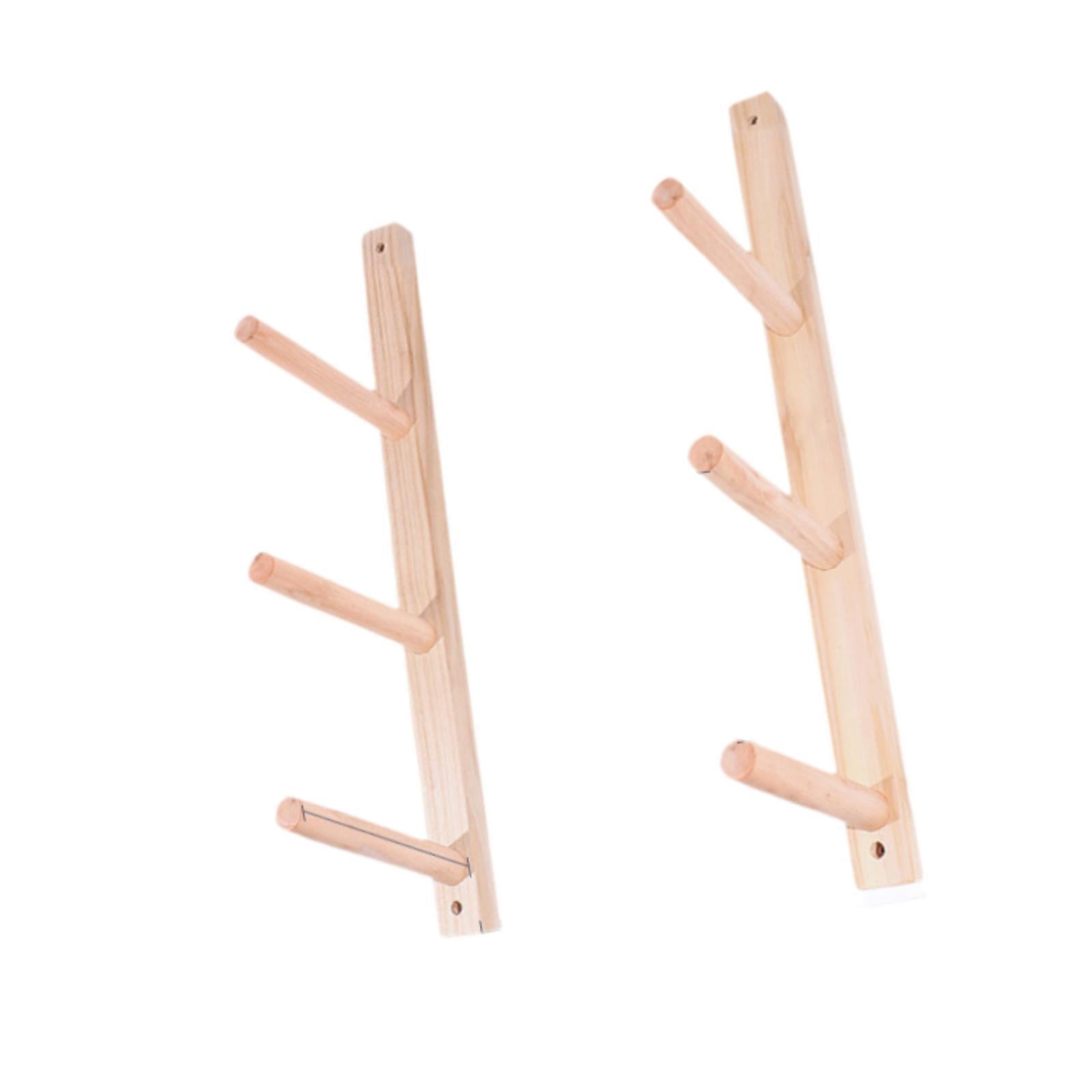 Fiocias 2 Pieces Wood Yoga Mat Storage Rack Gym Organizer Yoga Mat Holder for Skateboard 3 Tier