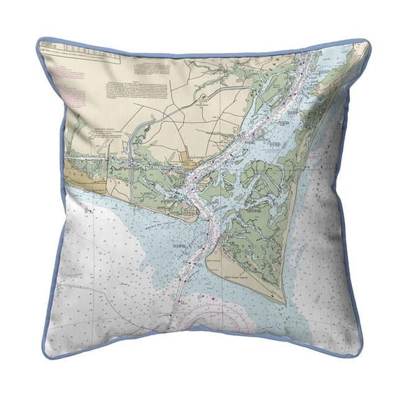Betsy Drake ZP11537B Baldhead Island, NC Nautical Map Extra Large Zippered Indoor & Outdoor Pillow - 22 x 22 in.