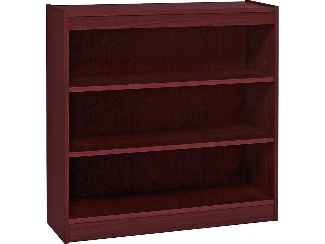 Lorell Panel End Hardwood Veneer Bookcase 36" x 12" x 36" - 3 x Shelf(ves) - 330 lb Load Capacity - Mahogany - Laminate - Wood - Assembly Required - image 4 of 8
