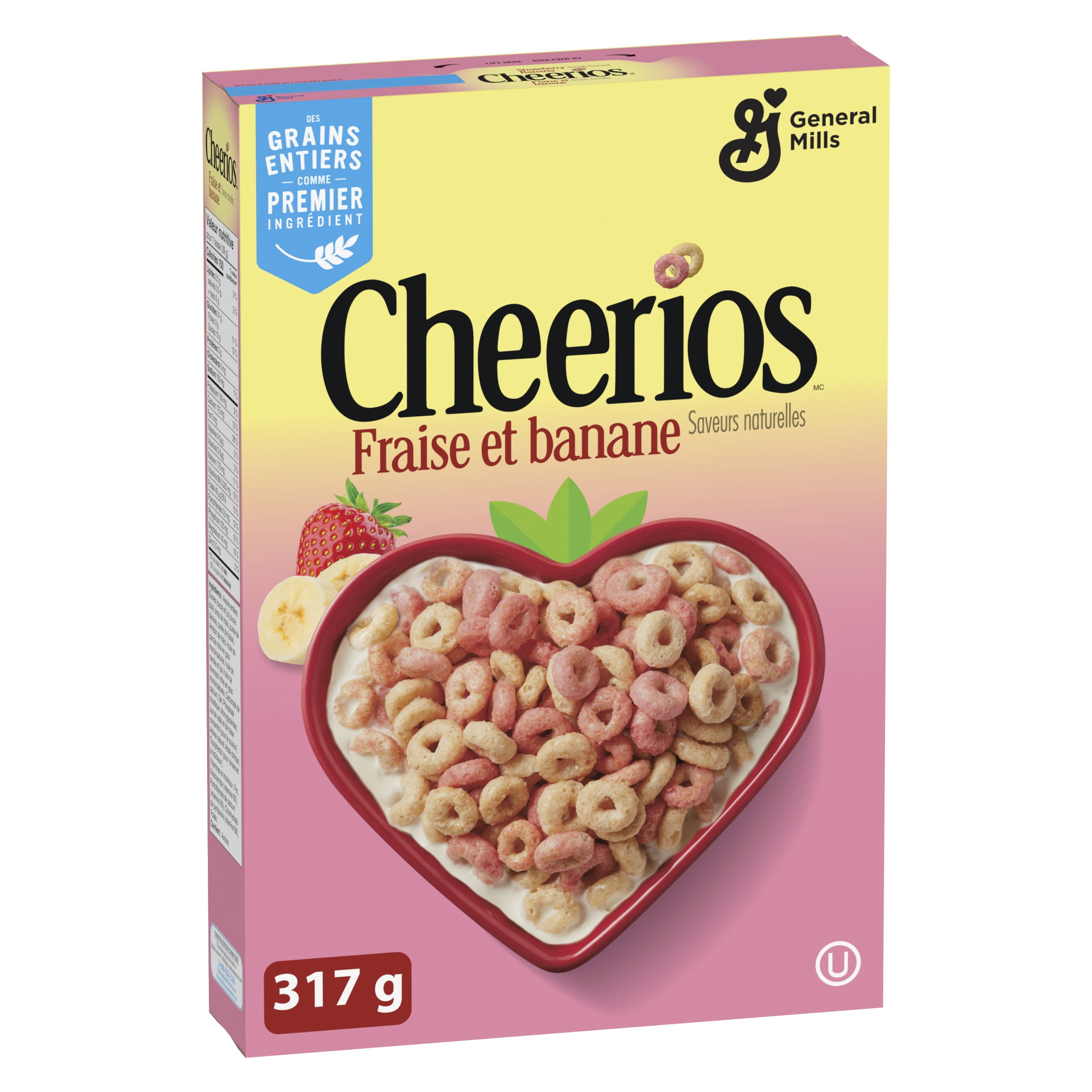 Cheerios Strawberry Banana Breakfast Cereal,  Whole Grains, 317 g