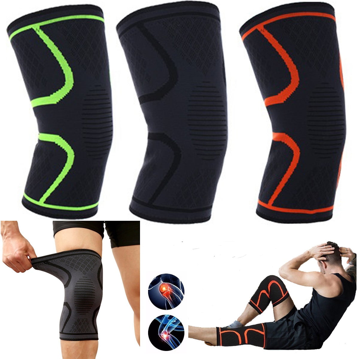 Knee Sleeve Compression Brace Support for Sport Gym Joint Pain Arthritis Relief 