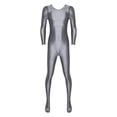 thumbnail image 4 of YONGHS Men's Shiny Glossy Long Sleeve Unitard Full Bodysuit Leotard Jumpsuit Halloween Zentai Dark Grey M, 4 of 7