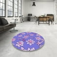 thumbnail image 4 of Ahgly Company Machine Washable Indoor Round Transitional Purple Amethyst Purple Area Rugs, 4' Round, 4 of 7