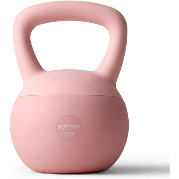 YOTTOY 15 lb Soft Kettlebell  Pink, Anti-Slip Grip,Weight for Home Workouts,Safety Guaranteed