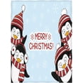 thumbnail image 2 of Super Soft Warm Throw Blanket for Bed Couch Sofa, 60" X 80" Blanket for Kids Adults All Season, Christmas Pattern with Cute Penguins with Hat and Scarf on Snowflakes Background, 2 of 6